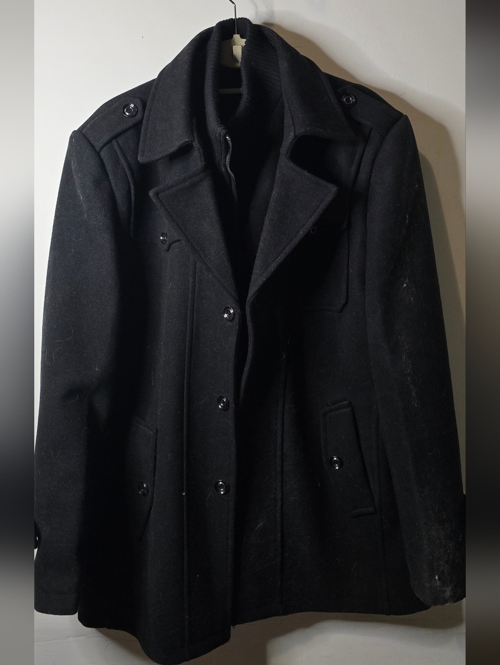 Men's Black Wool Peacoat Jacket